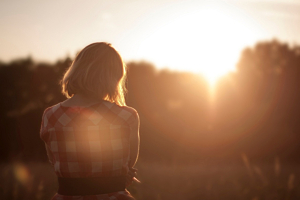 woman looking the sunshine